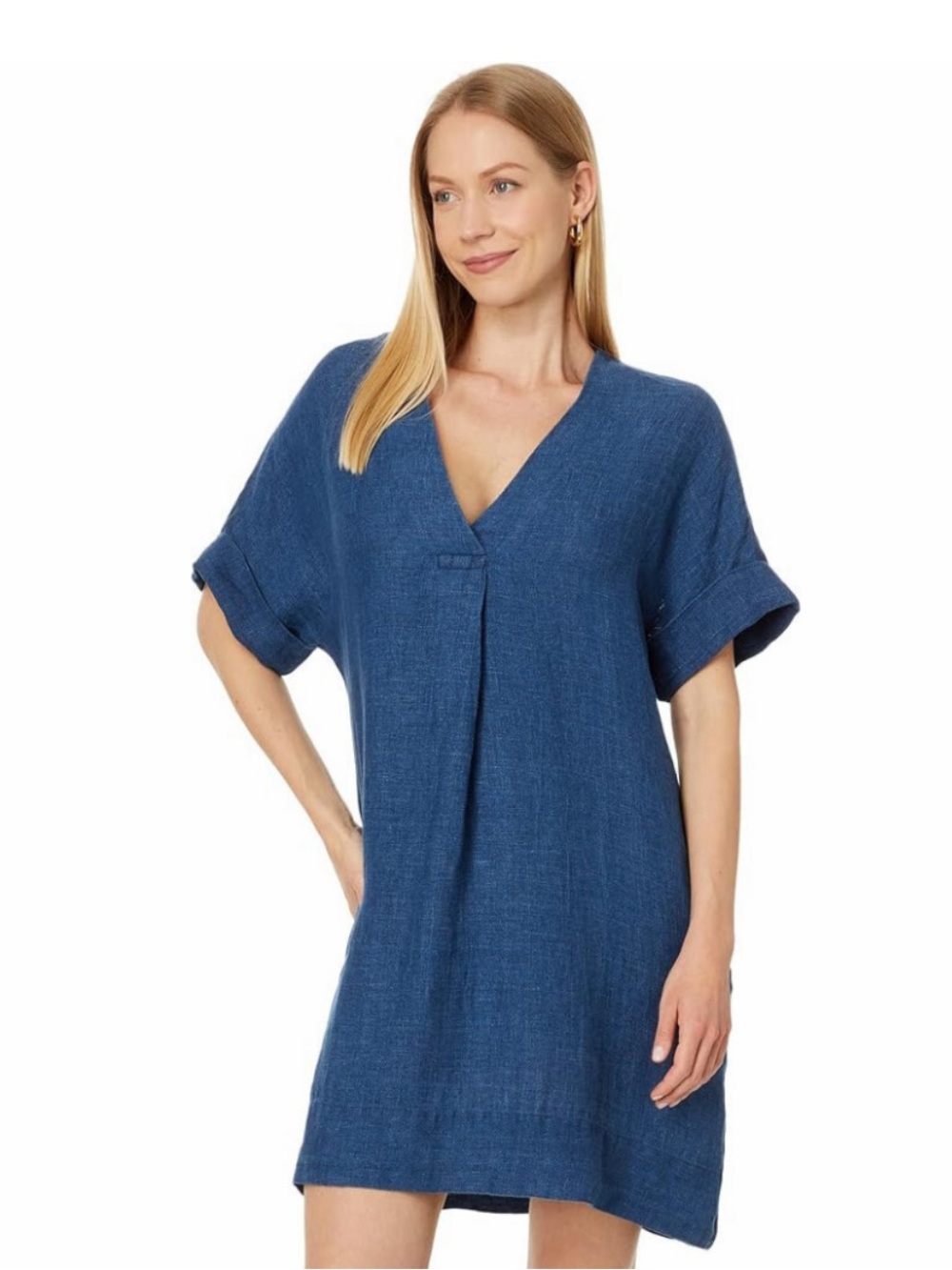 Faherty Sanibel 100% Linen Blue Tunic Shirt Dress Large